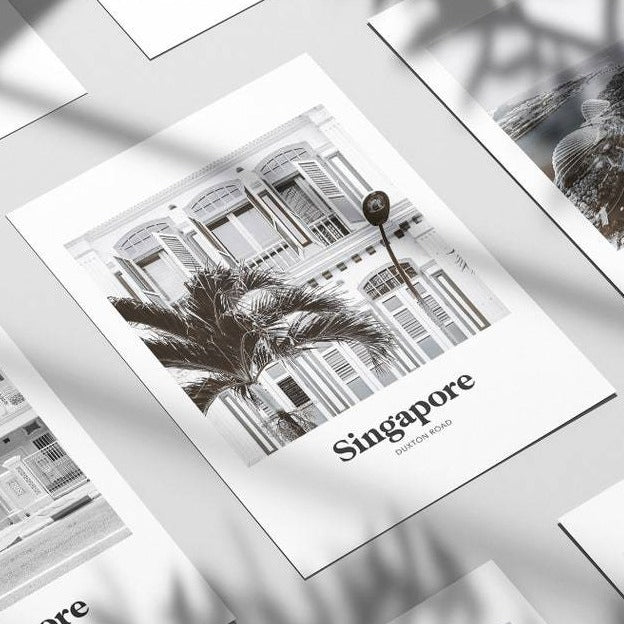 Singapore - Black & White Duxton Road Print