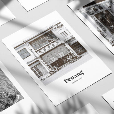 Penang - Black & White Georgetown Print