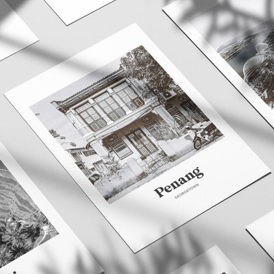 Penang - Black & White Georgetown Shophouse Print