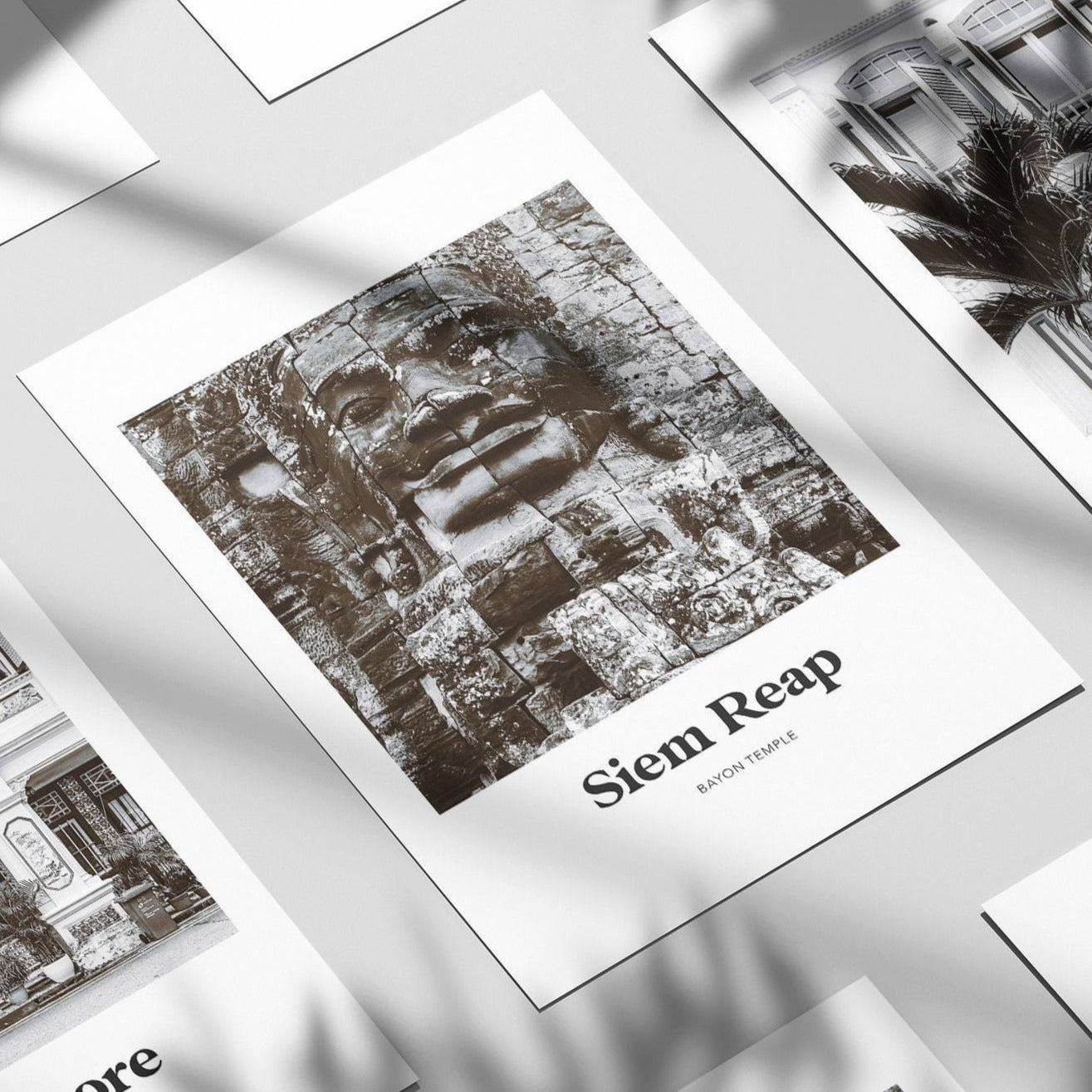 Siem Reap - Black & White Angkor Wat Bayon Temple Print