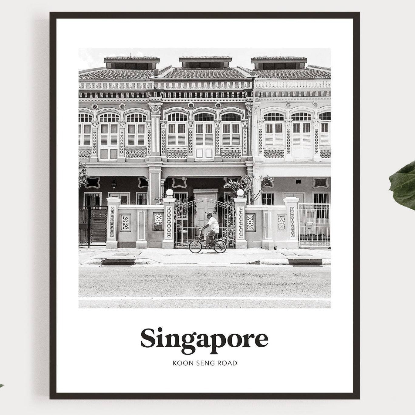 Singapore - Black & White Joo Chiat Shophouse Print