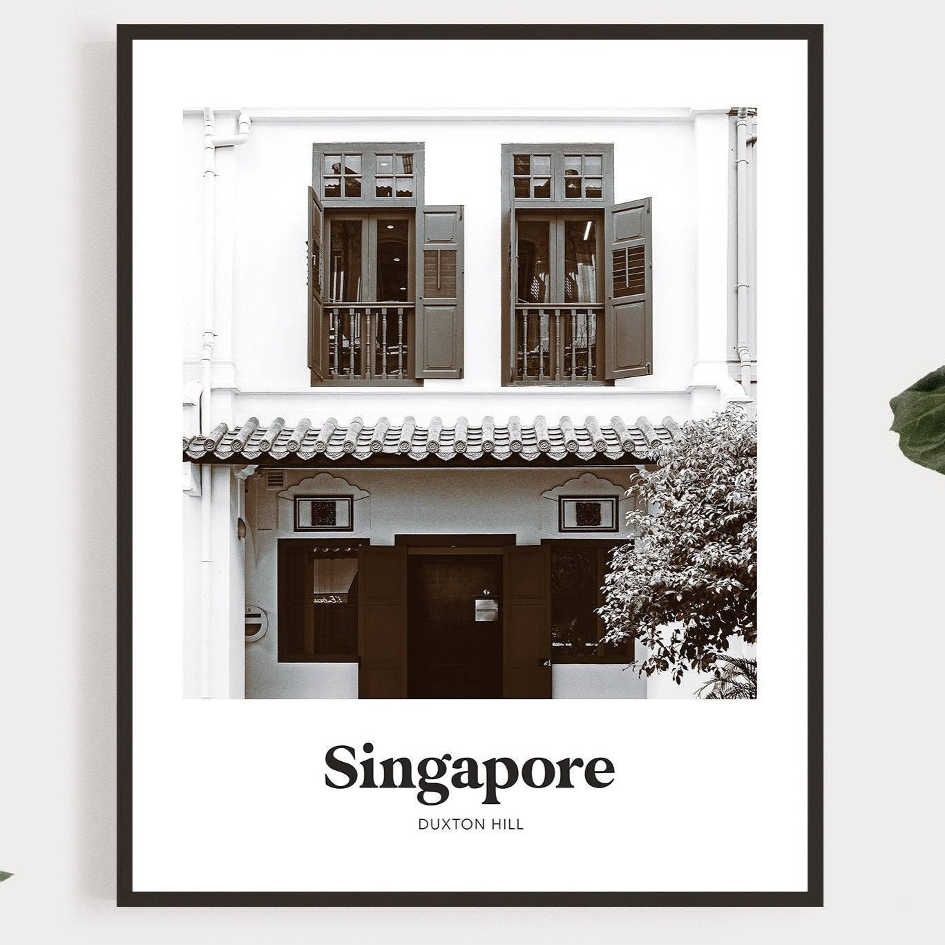 Singapore - Black & White Duxton Hill Print