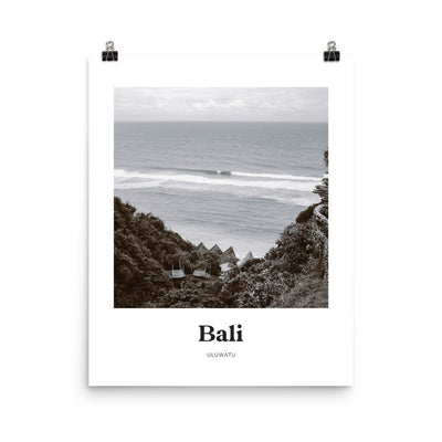 Bali - Black & White Uluwatu Beach Print