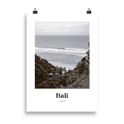 Bali - Black & White Uluwatu Beach Print