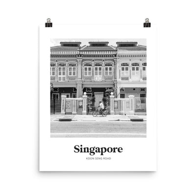 Singapore - Black & White Joo Chiat Shophouse Print