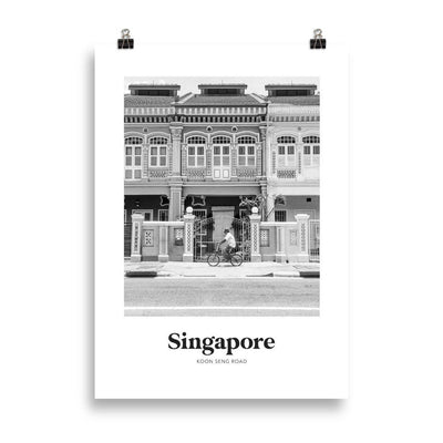 Singapore - Black & White Joo Chiat Shophouse Print