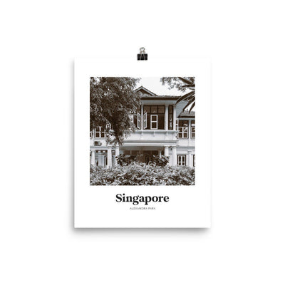 Singapore - Black & White Colonial House Alexandra Park Print