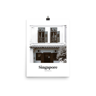 Singapore - Black & White Duxton Hill Print