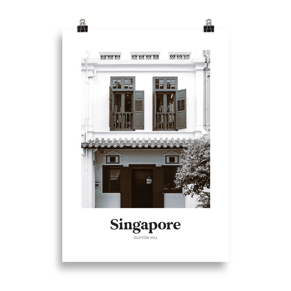 Singapore - Black & White Duxton Hill Print
