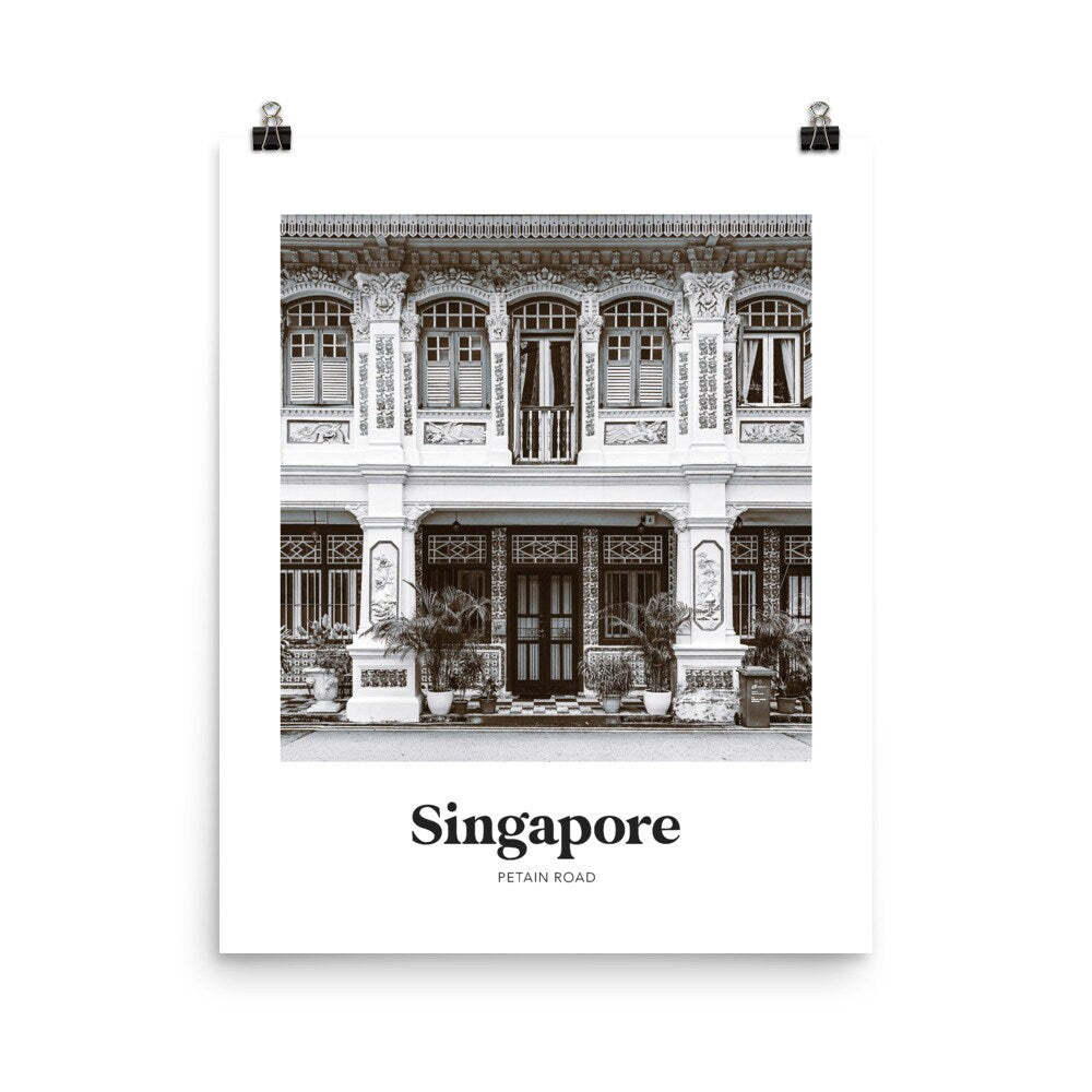 Singapore - Black & White Petain Road Print