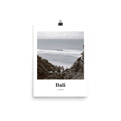 Bali - Black & White Uluwatu Beach Print