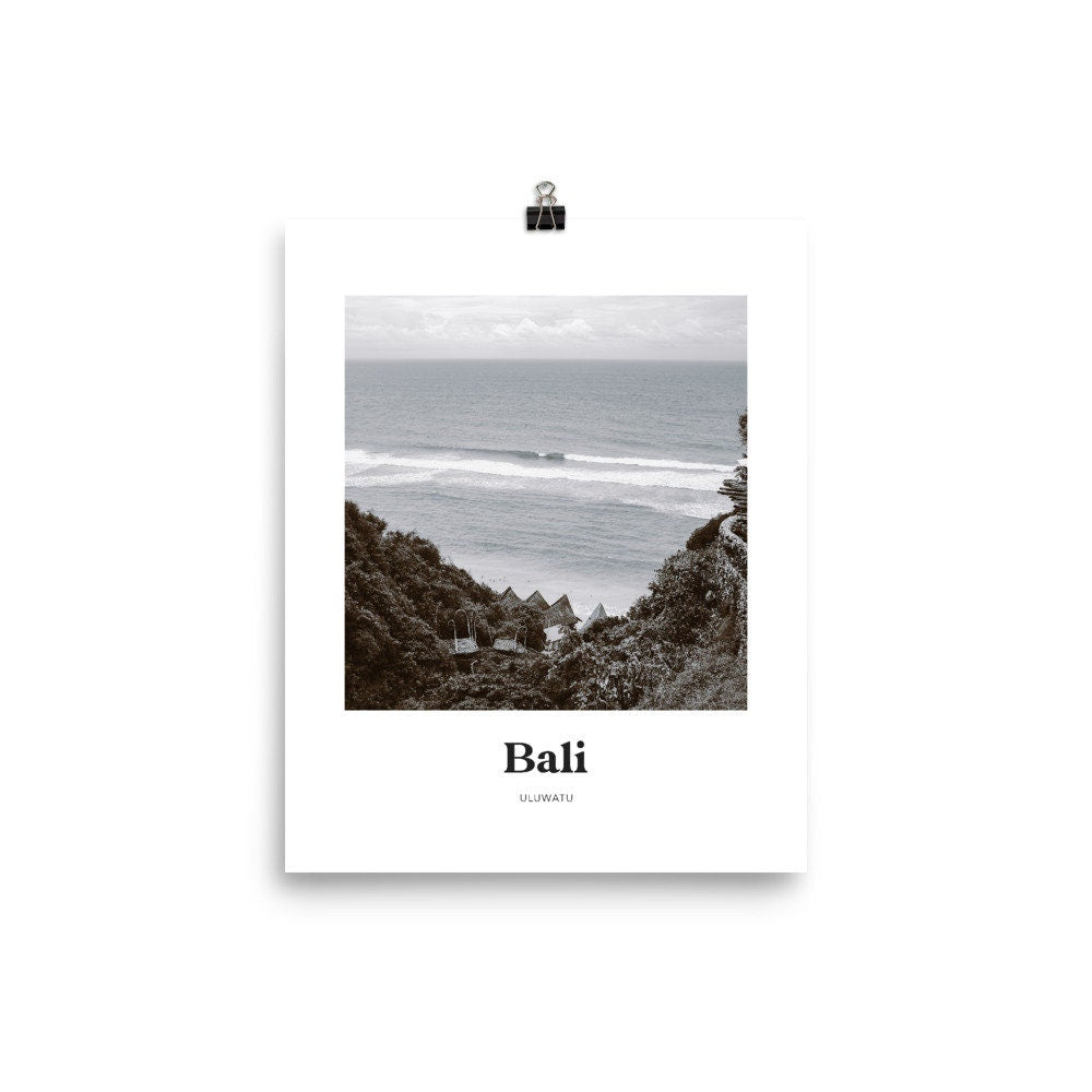 Bali - Black & White Uluwatu Beach Print