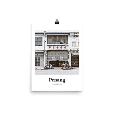 Penang - Black & White Georgetown Print