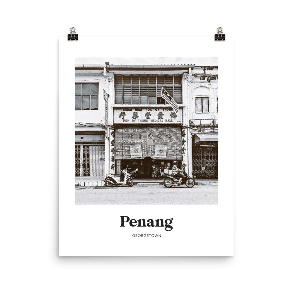 Penang - Black & White Georgetown Print