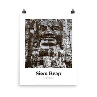 Siem Reap - Black & White Angkor Wat Bayon Temple Print