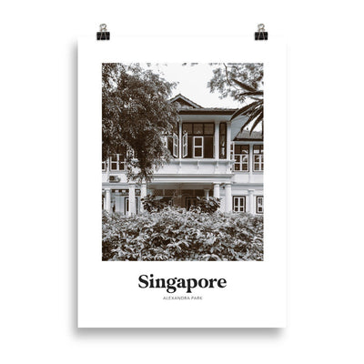 Singapore - Black & White Colonial House Alexandra Park Print